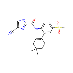 CC1(C)CC=C(c2cc(S(C)(=O)=O)ccc2NC(=O)c2nc(C#N)c[nH]2)CC1 ZINC000103285583