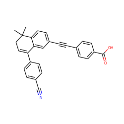 CC1(C)CC=C(c2ccc(C#N)cc2)c2cc(C#Cc3ccc(C(=O)O)cc3)ccc21 ZINC000027648730