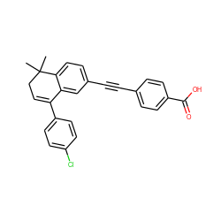 CC1(C)CC=C(c2ccc(Cl)cc2)c2cc(C#Cc3ccc(C(=O)O)cc3)ccc21 ZINC000027650406