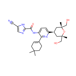 CC1(C)CC=C(c2nc([C@@H]3C[C@@](C)(CO)O[C@@](C)(CO)C3)ccc2NC(=O)c2ncc(C#N)[nH]2)CC1 ZINC000261145141