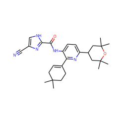 CC1(C)CC=C(c2nc(C3CC(C)(C)OC(C)(C)C3)ccc2NC(=O)c2nc(C#N)c[nH]2)CC1 ZINC000043208574