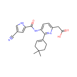 CC1(C)CC=C(c2nc(CC(=O)O)ccc2NC(=O)c2cc(C#N)c[nH]2)CC1 ZINC000149017410