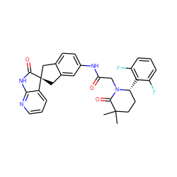 CC1(C)CC[C@@H](c2c(F)cccc2F)N(CC(=O)Nc2ccc3c(c2)C[C@]2(C3)C(=O)Nc3ncccc32)C1=O ZINC000049745284