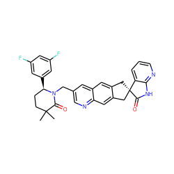 CC1(C)CC[C@@H](c2cc(F)cc(F)c2)N(Cc2cnc3cc4c(cc3c2)C[C@@]2(C4)C(=O)Nc3ncccc32)C1=O ZINC000064511840