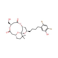 CC1(C)CC[C@@H]2CC(=O)O[C@@H](CO)CC(=O)O[C@@H]3C[C@@H](CCCCc4cc(O)c(Br)cc4Br)O[C@@]1(C3)O2 ZINC000096910113