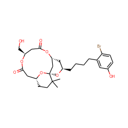 CC1(C)CC[C@@H]2CC(=O)O[C@@H](CO)CC(=O)O[C@@H]3C[C@@H](CCCCc4cc(O)ccc4Br)O[C@@]1(C3)O2 ZINC000096910112