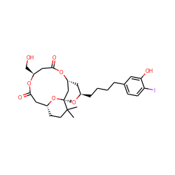 CC1(C)CC[C@@H]2CC(=O)O[C@@H](CO)CC(=O)O[C@@H]3C[C@@H](CCCCc4ccc(I)c(O)c4)O[C@@]1(C3)O2 ZINC000096910115