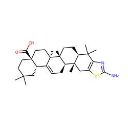 CC1(C)CC[C@]2(C(=O)O)CC[C@]3(C)C(=CC[C@@H]4[C@@]5(C)Cc6sc(N)nc6C(C)(C)[C@@H]5CC[C@]43C)[C@@H]2C1 ZINC000045301486