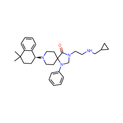 CC1(C)CC[C@H](N2CCC3(CC2)C(=O)N(CCNCC2CC2)CN3c2ccccc2)c2ccccc21 ZINC000040403137