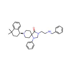 CC1(C)CC[C@H](N2CCC3(CC2)C(=O)N(CCNCc2ccccc2)CN3c2ccccc2)c2ccccc21 ZINC000040892680