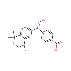 CC1(C)CCC(C)(C)c2cc(/C(=N/O)c3ccc(C(=O)O)cc3)ccc21 ZINC000003834076