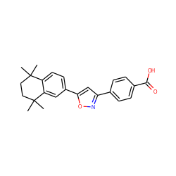 CC1(C)CCC(C)(C)c2cc(-c3cc(-c4ccc(C(=O)O)cc4)no3)ccc21 ZINC000001550775