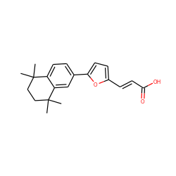 CC1(C)CCC(C)(C)c2cc(-c3ccc(/C=C/C(=O)O)o3)ccc21 ZINC000013560349