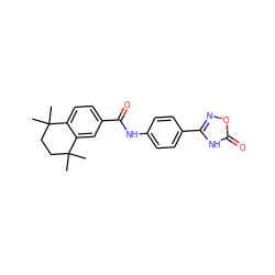 CC1(C)CCC(C)(C)c2cc(C(=O)Nc3ccc(-c4noc(=O)[nH]4)cc3)ccc21 ZINC000040879574