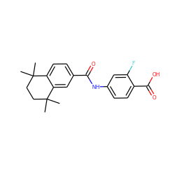 CC1(C)CCC(C)(C)c2cc(C(=O)Nc3ccc(C(=O)O)c(F)c3)ccc21 ZINC000013649044