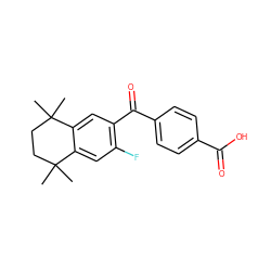 CC1(C)CCC(C)(C)c2cc(C(=O)c3ccc(C(=O)O)cc3)c(F)cc21 ZINC000013738444