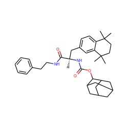 CC1(C)CCC(C)(C)c2cc(C[C@@](C)(NC(=O)OC3C4CC5CC(C4)CC3C5)C(=O)NCCc3ccccc3)ccc21 ZINC000026152990