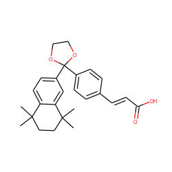 CC1(C)CCC(C)(C)c2cc(C3(c4ccc(/C=C/C(=O)O)cc4)OCCO3)ccc21 ZINC000653721455