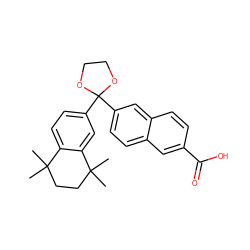 CC1(C)CCC(C)(C)c2cc(C3(c4ccc5cc(C(=O)O)ccc5c4)OCCO3)ccc21 ZINC000653725541