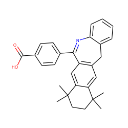 CC1(C)CCC(C)(C)c2cc3c(cc21)Cc1ccccc1N=C3c1ccc(C(=O)O)cc1 ZINC000013775913