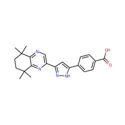 CC1(C)CCC(C)(C)c2nc(-c3cc(-c4ccc(C(=O)O)cc4)[nH]n3)cnc21 ZINC000013804915