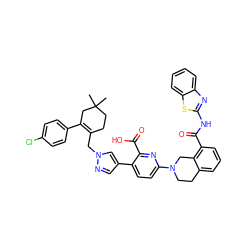 CC1(C)CCC(Cn2cc(-c3ccc(N4CCc5cccc(C(=O)Nc6nc7ccccc7s6)c5C4)nc3C(=O)O)cn2)=C(c2ccc(Cl)cc2)C1 ZINC000205403609