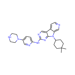 CC1(C)CCC(n2c3cnccc3c3cnc(Nc4ccc(N5CCNCC5)cn4)nc32)CC1 ZINC000117682317