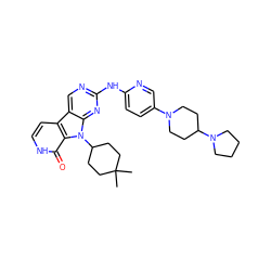 CC1(C)CCC(n2c3nc(Nc4ccc(N5CCC(N6CCCC6)CC5)cn4)ncc3c3cc[nH]c(=O)c32)CC1 ZINC000117685850