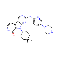 CC1(C)CCC(n2c3nc(Nc4ccc(N5CCNCC5)cn4)ncc3c3cc[nH]c(=O)c32)CC1 ZINC000117692225