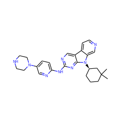 CC1(C)CCC[C@@H](n2c3cnccc3c3cnc(Nc4ccc(N5CCNCC5)cn4)nc32)C1 ZINC000169309288