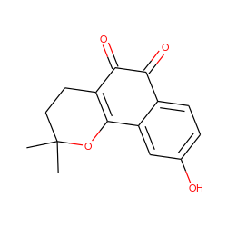 CC1(C)CCC2=C(O1)c1cc(O)ccc1C(=O)C2=O ZINC000216029374