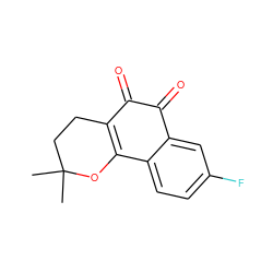 CC1(C)CCC2=C(O1)c1ccc(F)cc1C(=O)C2=O ZINC000473154961