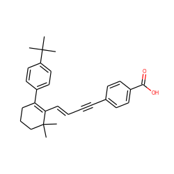 CC1(C)CCCC(c2ccc(C(C)(C)C)cc2)=C1/C=C/C#Cc1ccc(C(=O)O)cc1 ZINC000001550229