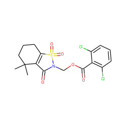 CC1(C)CCCC2=C1C(=O)N(COC(=O)c1c(Cl)cccc1Cl)S2(=O)=O ZINC000026988850