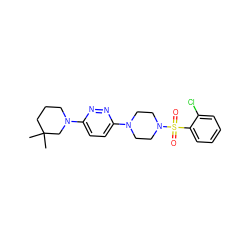 CC1(C)CCCN(c2ccc(N3CCN(S(=O)(=O)c4ccccc4Cl)CC3)nn2)C1 ZINC001772588526