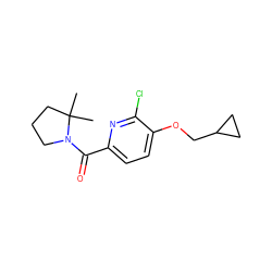 CC1(C)CCCN1C(=O)c1ccc(OCC2CC2)c(Cl)n1 ZINC000146555126