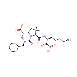 CC1(C)CCN(C(=O)[C@@H](CC2CCCCC2)NCC(=O)O)[C@@H]1C(=O)N[C@@H](CCCCN)C(=O)C(=O)O ZINC000013491440