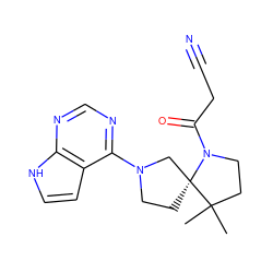 CC1(C)CCN(C(=O)CC#N)[C@@]12CCN(c1ncnc3[nH]ccc13)C2 ZINC000169698986