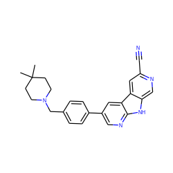 CC1(C)CCN(Cc2ccc(-c3cnc4[nH]c5cnc(C#N)cc5c4c3)cc2)CC1 ZINC000200104352