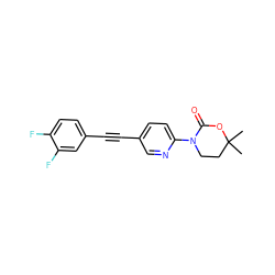 CC1(C)CCN(c2ccc(C#Cc3ccc(F)c(F)c3)cn2)C(=O)O1 ZINC000145374790