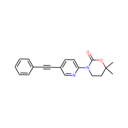 CC1(C)CCN(c2ccc(C#Cc3ccccc3)cn2)C(=O)O1 ZINC000144024001