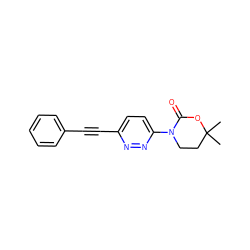 CC1(C)CCN(c2ccc(C#Cc3ccccc3)nn2)C(=O)O1 ZINC000144441044