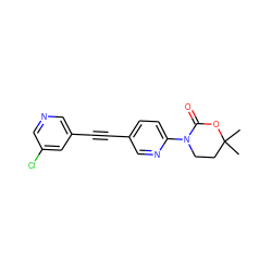 CC1(C)CCN(c2ccc(C#Cc3cncc(Cl)c3)cn2)C(=O)O1 ZINC000143740941