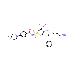 CC1(C)CCN(c2ccc(C(=O)NS(=O)(=O)c3ccc(N[C@H](CCCCN)CSc4ccccc4)c([N+](=O)[O-])c3)cc2)CC1 ZINC000028568796