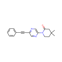 CC1(C)CCN(c2cnc(C#Cc3ccccc3)cn2)C(=O)C1 ZINC000143734736