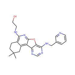 CC1(C)CCc2c(NCCO)nc3oc4c(NCc5cccnc5)ncnc4c3c2C1 ZINC000072117048