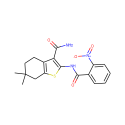 CC1(C)CCc2c(sc(NC(=O)c3ccccc3[N+](=O)[O-])c2C(N)=O)C1 ZINC000045319063