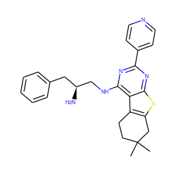 CC1(C)CCc2c(sc3nc(-c4ccncc4)nc(NC[C@@H](N)Cc4ccccc4)c23)C1 ZINC000653673696