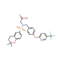 CC1(C)CCc2cc(S(=O)(=O)N(CC(=O)O)Cc3ccc(Oc4ccc(C(F)(F)F)cn4)cc3)ccc2O1 ZINC000299829841