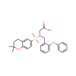 CC1(C)CCc2cc(S(=O)(=O)N(CC(=O)O)Cc3ccccc3Oc3ccccc3)ccc2O1 ZINC000299830566